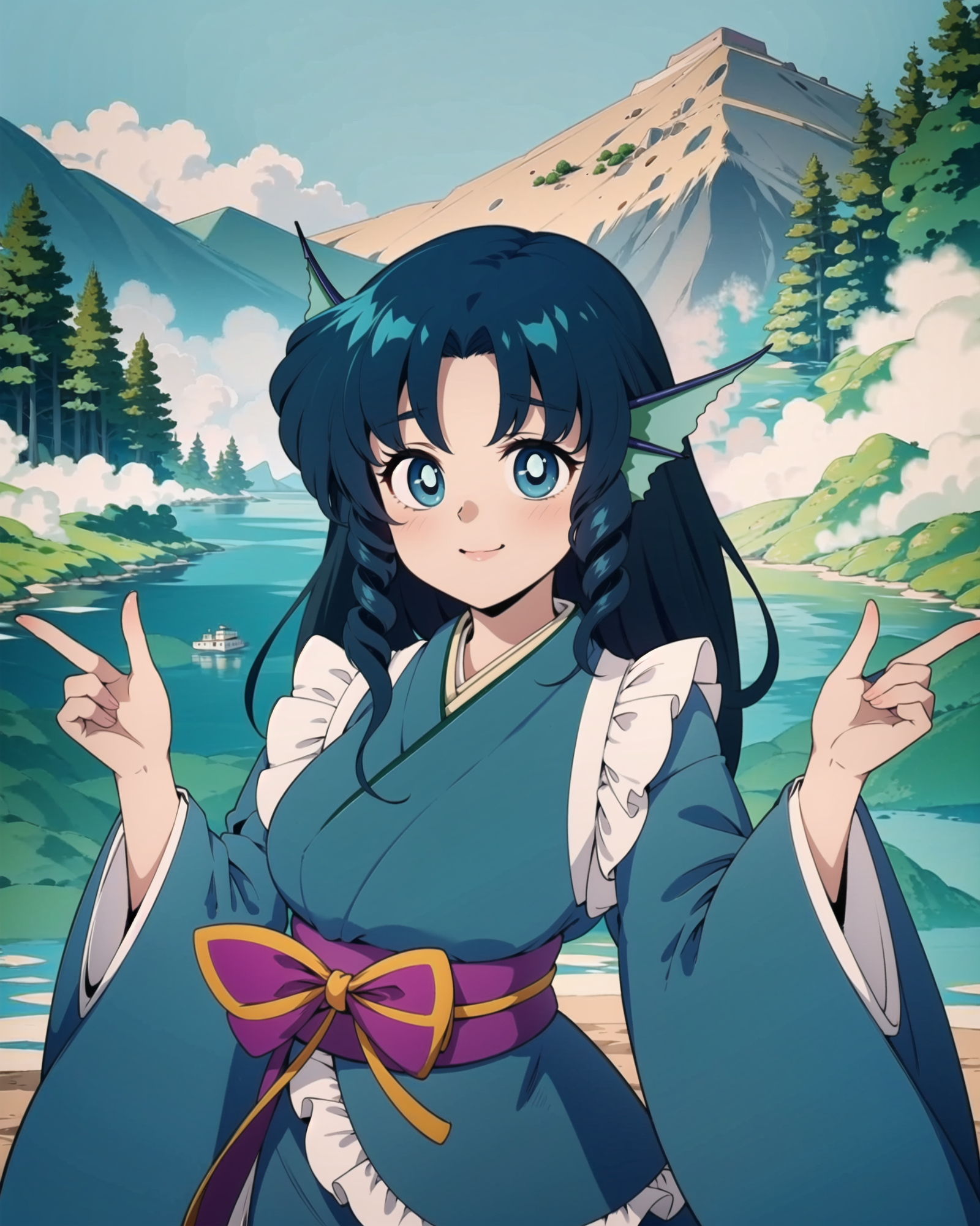 <lora:Wakasagihime:1>, wakasagihime, 1girl, mermaid, monster girl, blue hair, short hair, blue eyes, head fins, japanese c...